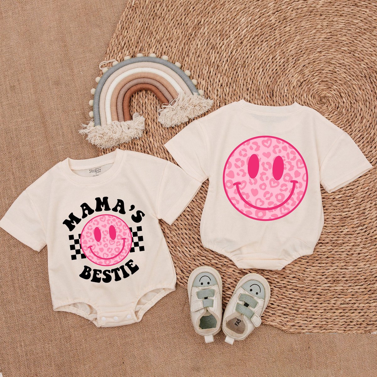 Mama's Bestie Romper Mommy Me Bodysuit Mama's Girl Shirt Romper for Baby Girl Baby Girl Outfit Gif 171