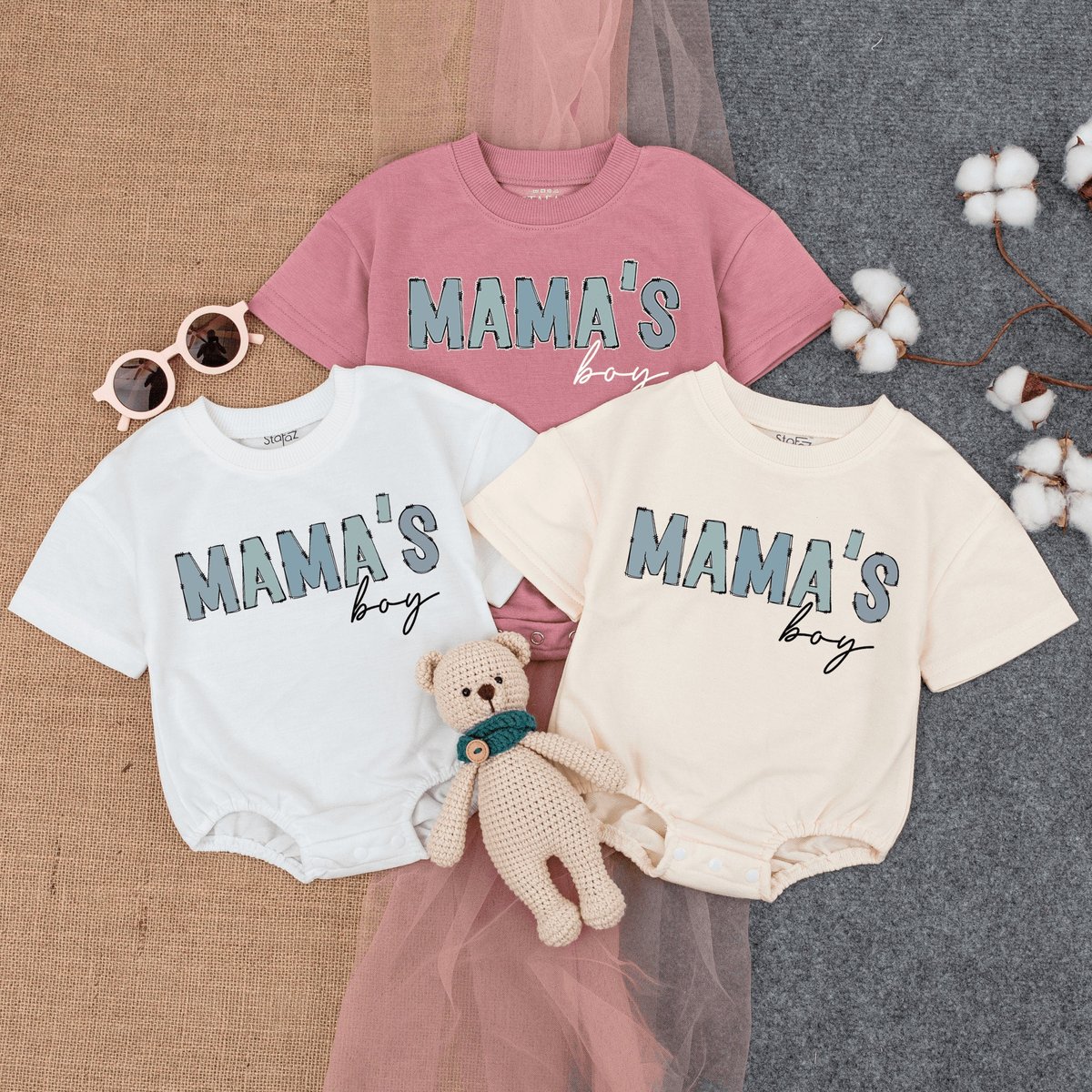 Mama's Boy Bubble Romper Short Sleeve Baby Baggy t shirt Romper Mommy's Boy Tee Mothers Day Gift N 170