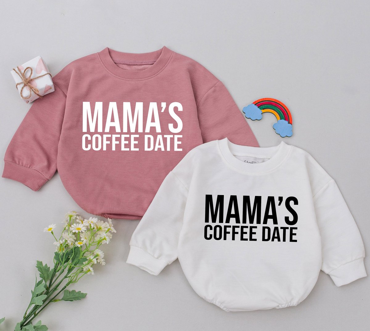 Mama's Coffee Date Romper Mama's Girl Romper Mom Baby Outfits Mother's Day Gift For Daughter Baby
