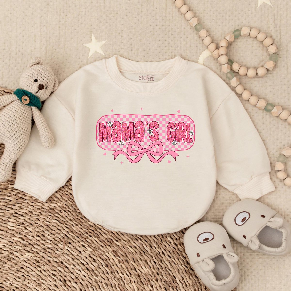 Mama's Girl Baby Checker Bubble Romper Mothers Day Gifts Mother's Day Mama's Bestie Mother's day