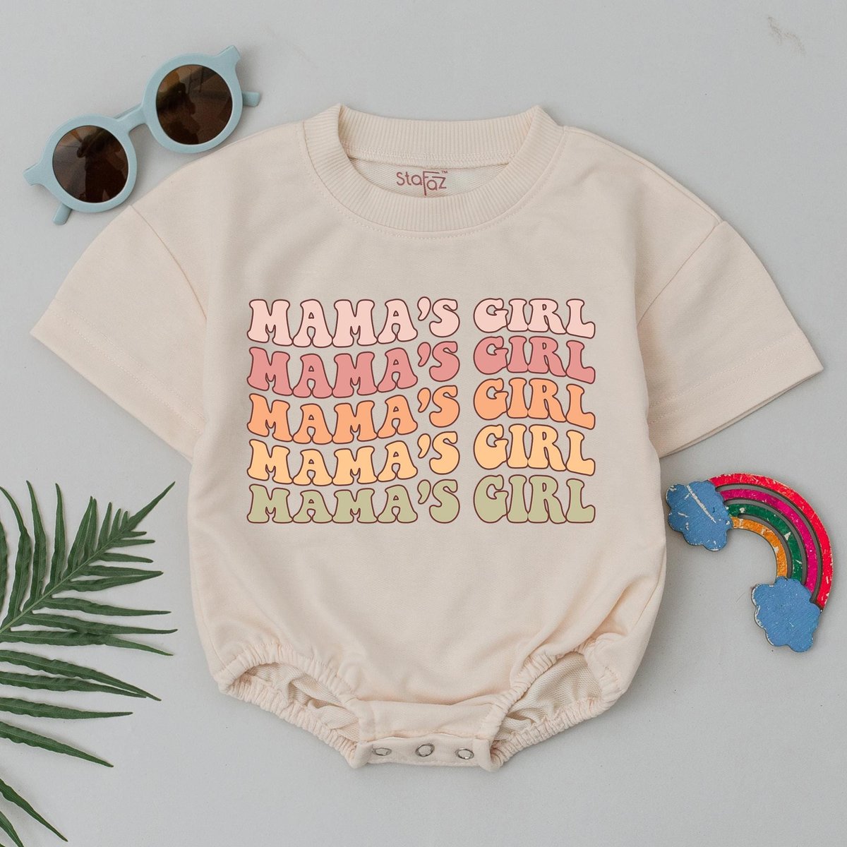 Mama's Girl Baby Romper Retro Wavy Bodysuit Mother's Day Gift from Daughter Baby Girl Shower Gift