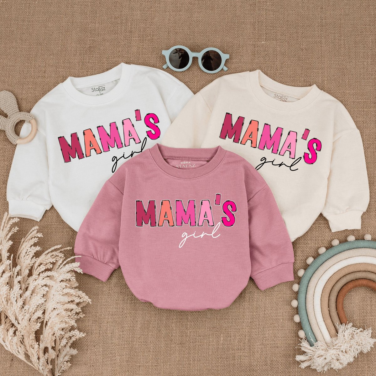 Mama's Girl Pink Bubble Romper Bodysuit Funny Retro Romper Newborn Girl Outfit Newborn Outfit Newbo 168