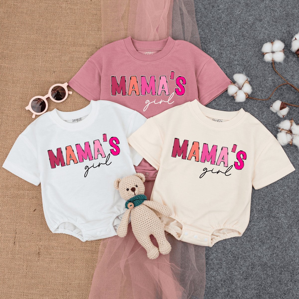 Mama's Girl Pink Bubble Romper Short Sleeve Baby Baggy t shirt Romper Mommy's Girl Tee Mothers Day 169