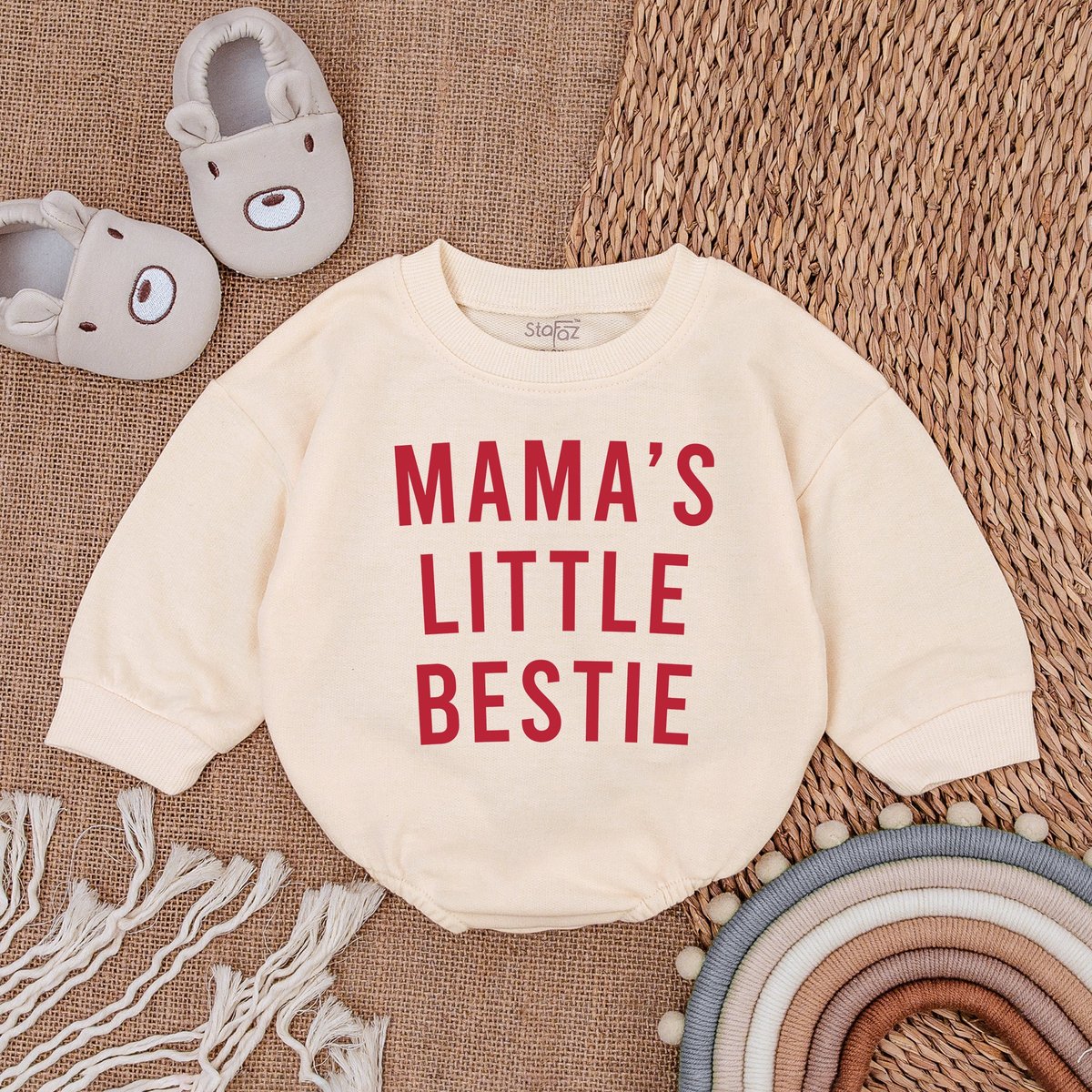 Mama's Little Bestie Baby Outfit Bubble Romper  Baby Boy Clothes Mother's Day Outfit Baby Romp