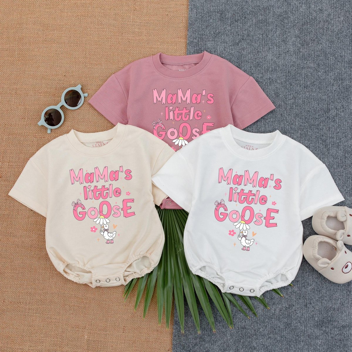 Mama's Little Goose T shirt Bubble Romper Bow Baby Outfit Mama's Girl Clothes Mother's Day Baby C 189