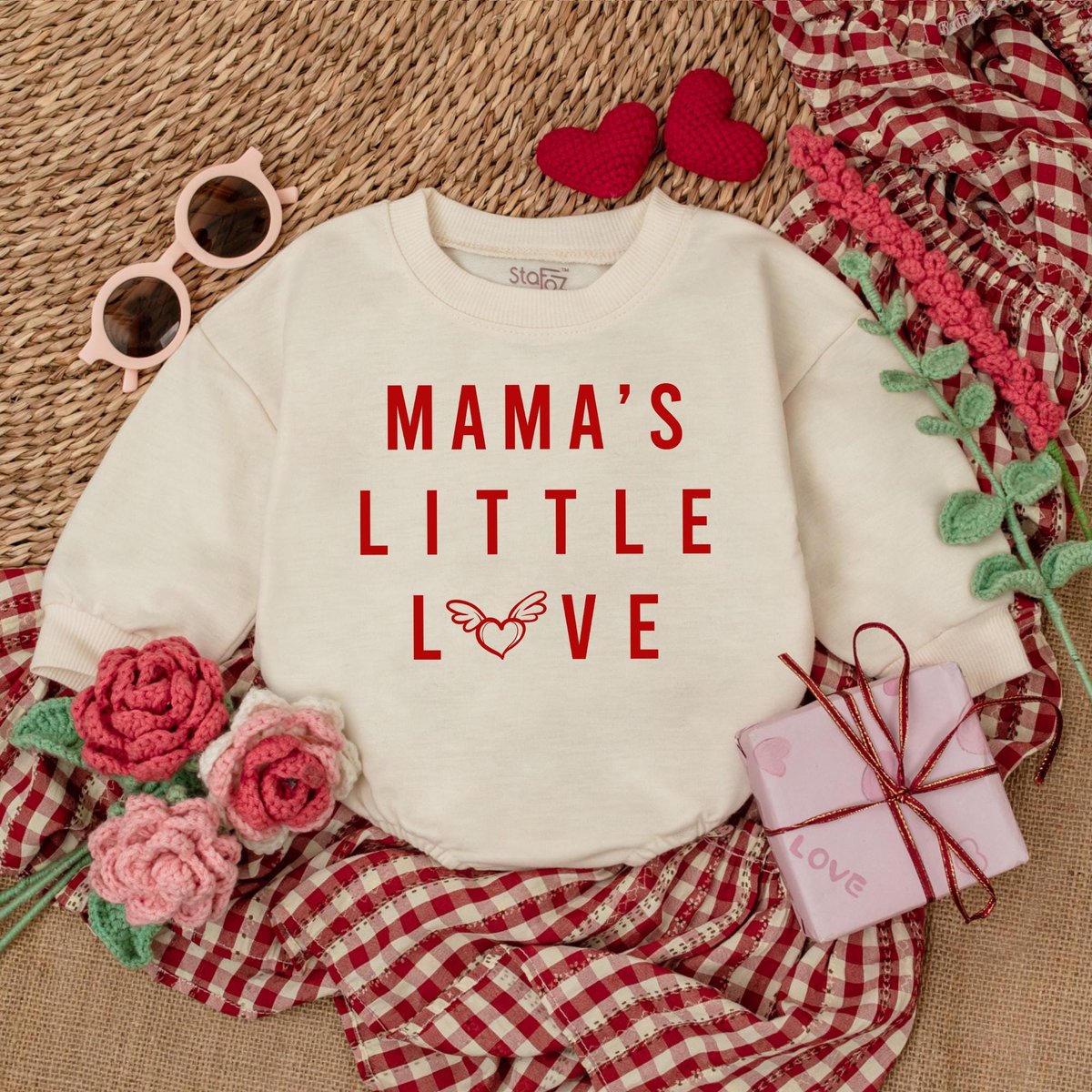 Mama's Little Love Romper Baby Girl Valentine Bodysuit Mama's Little Valentine Romper My 1st Valen 183