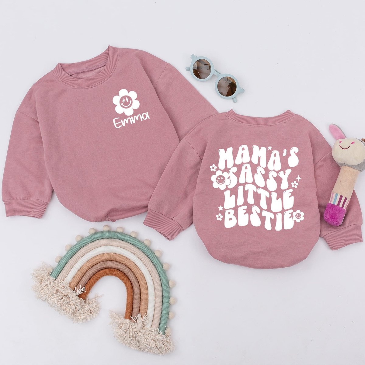 Mama's Little Sassy Bestie Oversized Baby Romper Personalization Baby Bodysuit Mothers Day Gift Bab 169