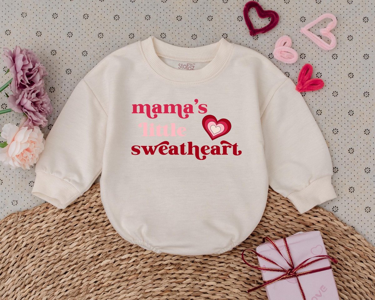 Mama's Little Sweetheart Kids Valentines Day Baby Romper 1st Valentines Day Outfits Baby Bodysuit S