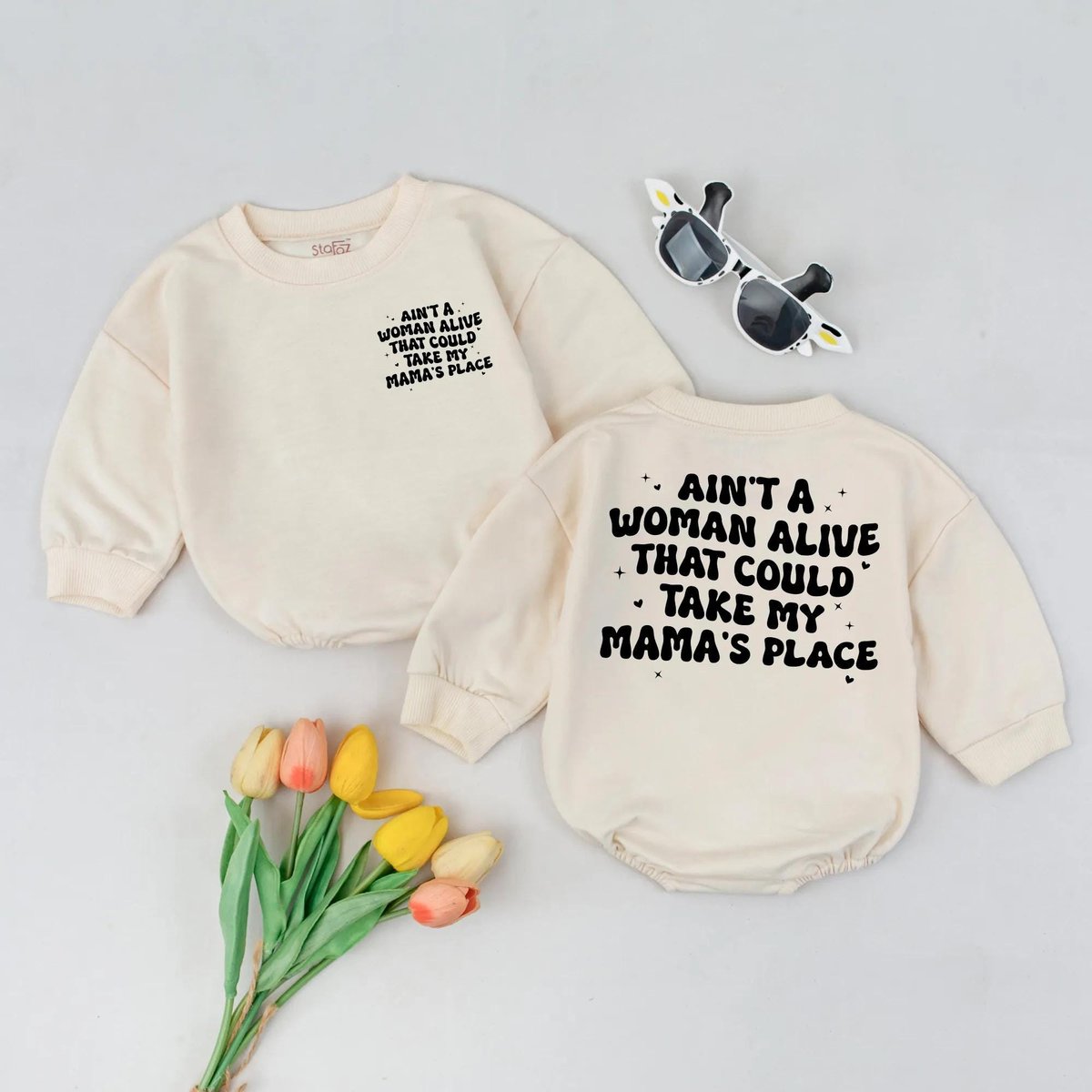 Mama's Place Baby Bubble Romper Mother's Day Outfit Quote Romper for Baby Two Sided Baby Gift for 189