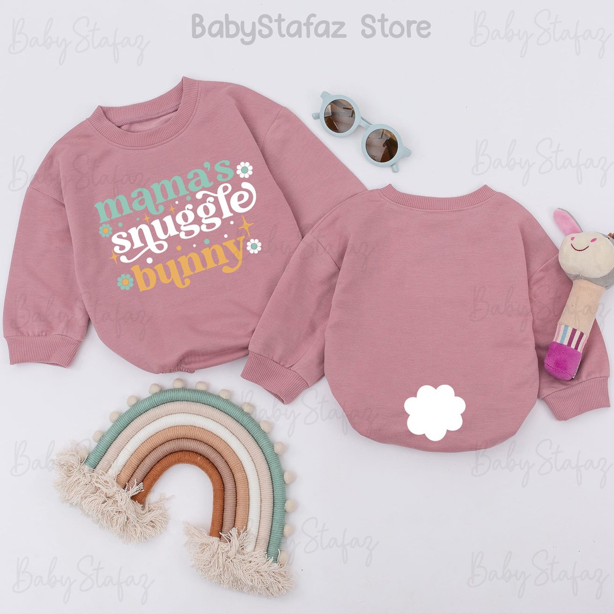 Mama's Snuggle Bunny Baby Romper Baby Easter Outfit Easter Sleepsuit Easter Day Baby Gift Easter Ba 166