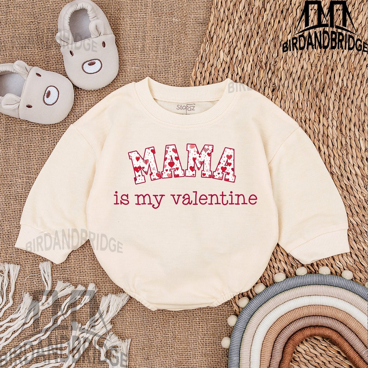 Mama's Valentine Baby Outfit  Sweatshirt Bubble Romper  Baby Boy Clothes  Valentine For Baby Ba