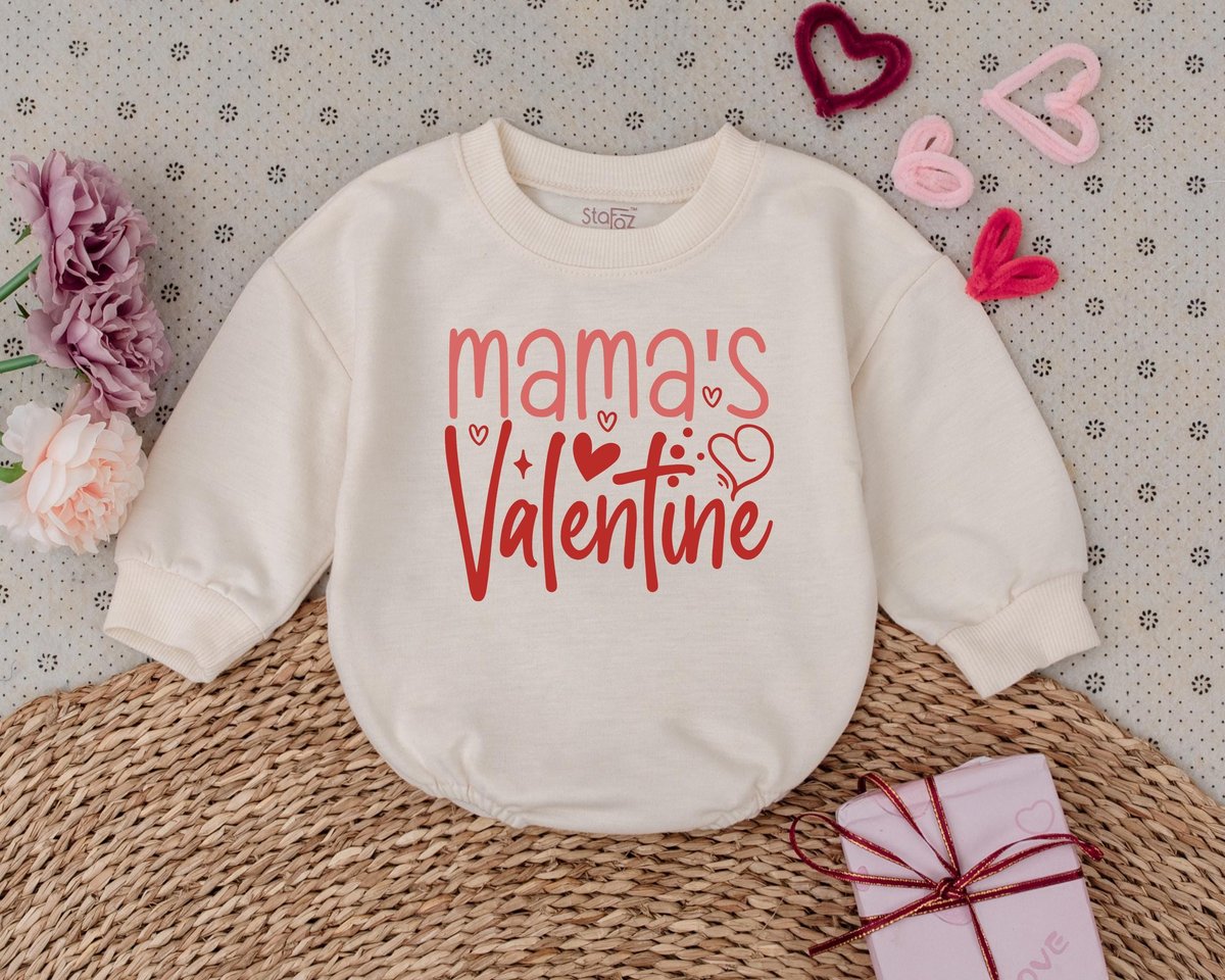 Mama's Valentine Kids Valentines Day Baby Romper 1st Valentines Day Outfits Baby Bodysuit Baby Show