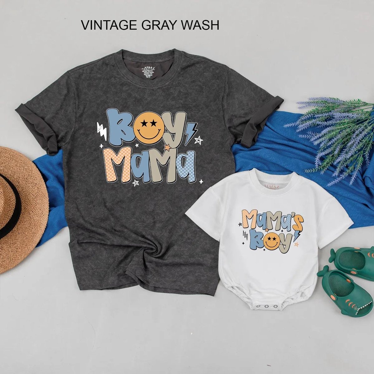 Mamas Boy and Boy Mama Matching Shirts Cute Retro Mommy and Son Outfits Custom Mother with Son Shirt 432