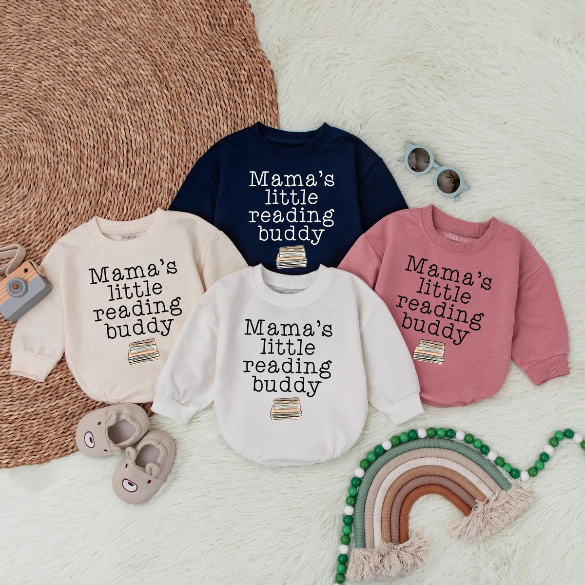Mamas Little Reading Buddy Bubble Romper Newborn Baby Bodysuit Minimalist Bodysuit Baby Shower Gift 183