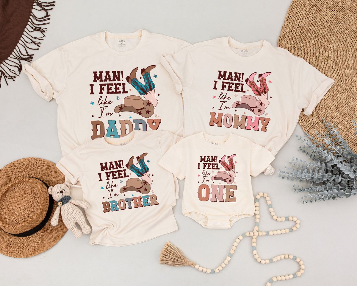 Man I Feel Like I'm One Outfit Birthday Family ShirtsRetro Western Family ShirtsFirst Birthday Gift 167