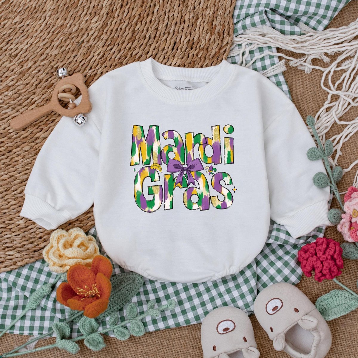Mardi Gras Baby Romper Cute Mardi Gras Bodysuit Mardi Gras Baby Girl Outfit Happy Mardi Gras Baby Cl 186