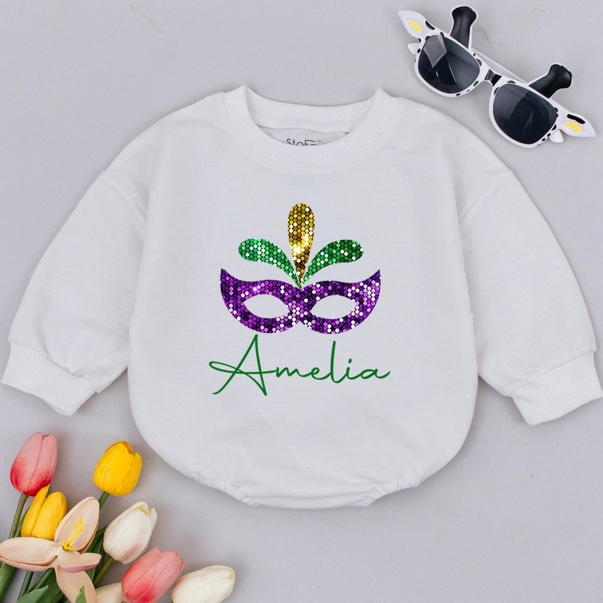 Mardi Gras Baby Romper Mix Sequin Real Sequins Glittery Sparkle Bling BlingMardi Gras ApparelMardi G 183