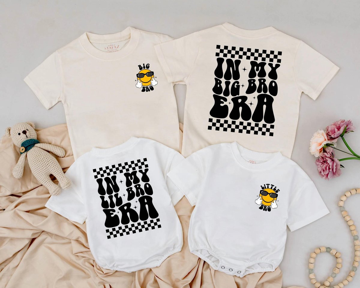 Matching Big and Lil Bro Era Shirt Retro Checker Style Brother Outfit Brother AnnouncementCool Broth 429