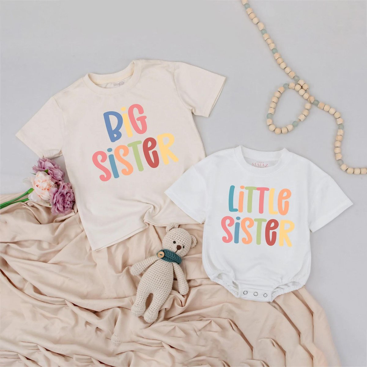 Matching Big Sister and Little Sister Shirts Retro Sibling Outfits Matching Family Shirts Big Sis Li 433