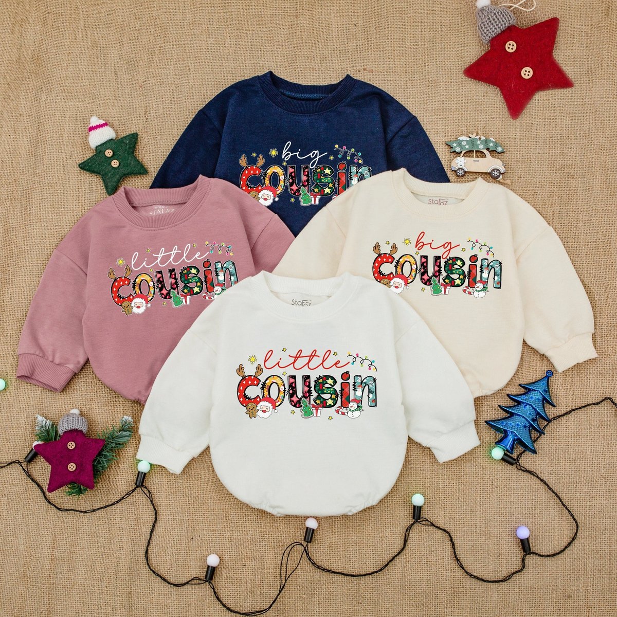 Matching Cousin Christmas Baby Clothes Big Cousin Toddler RomperFirst Christmas Bodysuit Newborn Chr 180