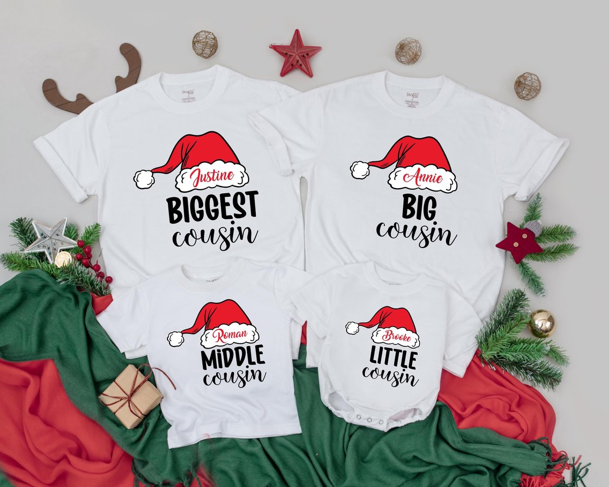 Matching Cousin Christmas Shirts First Christmas Outfit Matching Family Personalized Cousin Crew Shi 180
