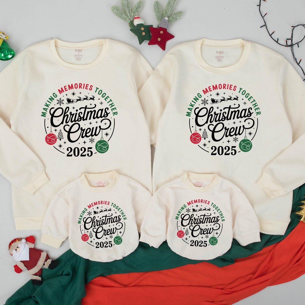 Matching Family Holiday Outfits  Adult Kids Baby Christmas Graphic Pullover Christmas crew 2025 Swe 436
