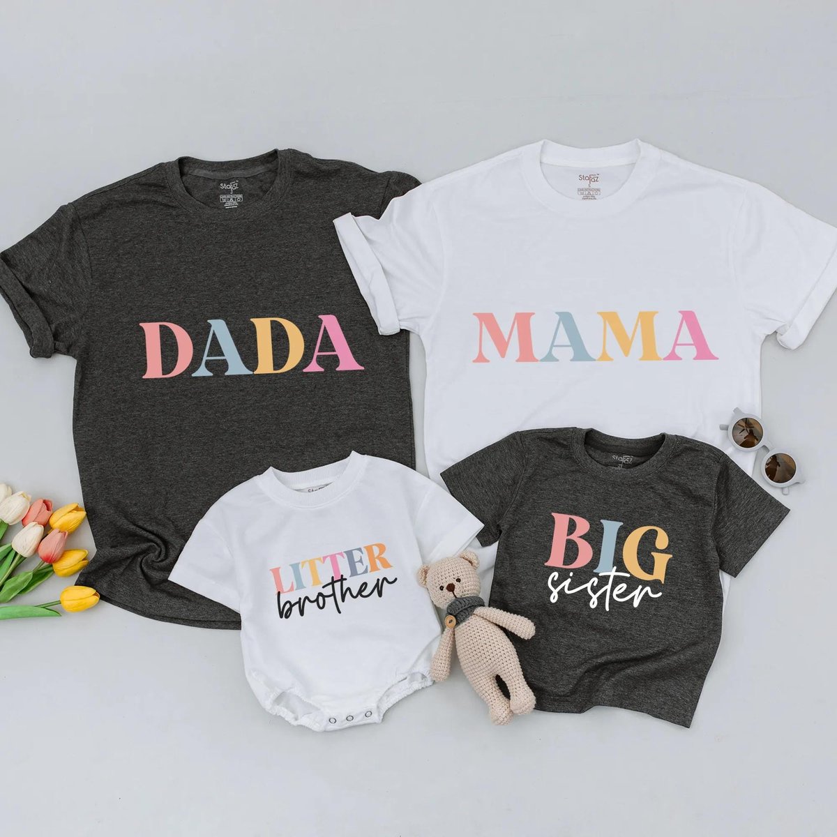 Matching Family Shirt Mommy And Me Shirt Mama Dada Big Sister Little Brother Cute Fall Outfit Retro 436