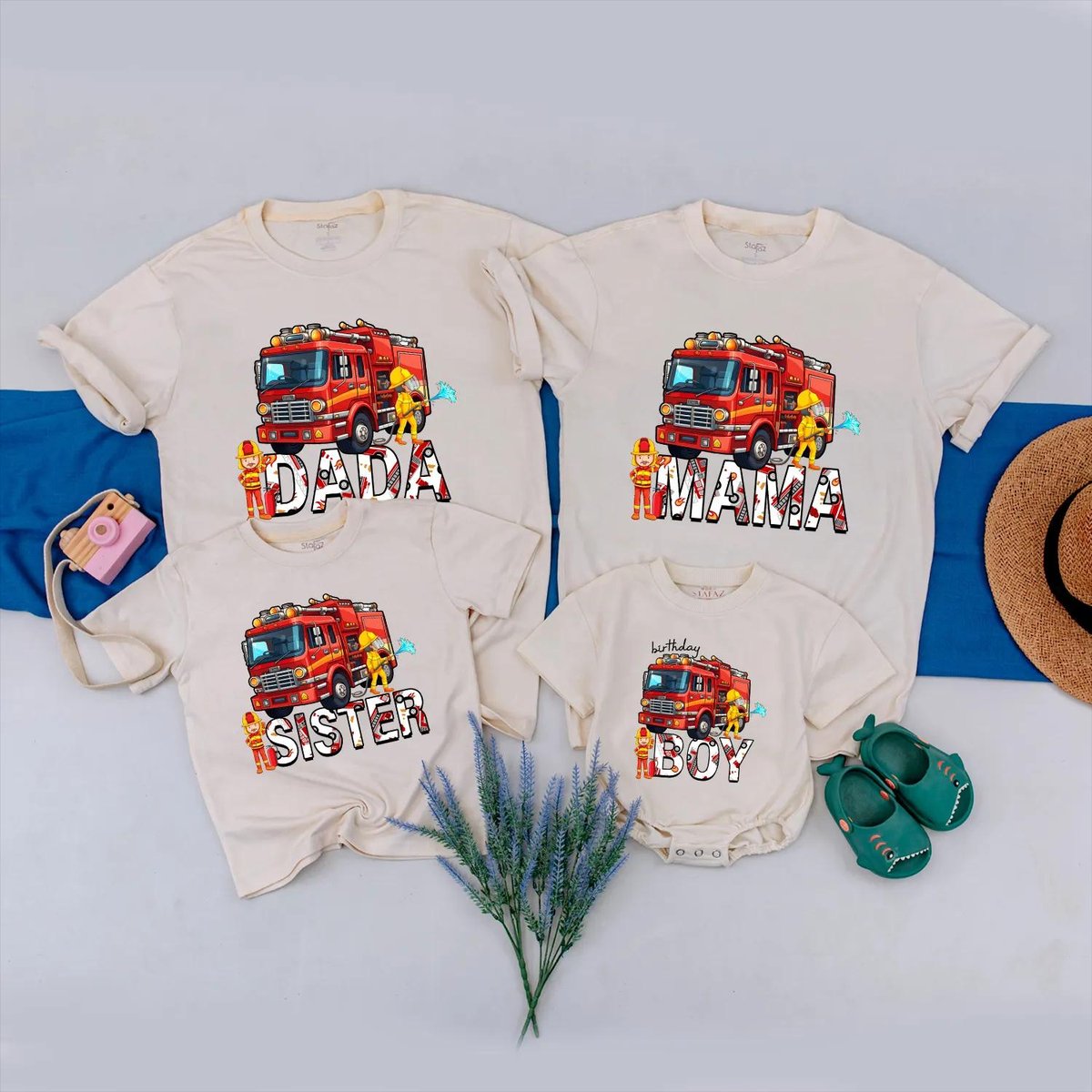 Matching Fire Truck Family Birthday Shirts Dada Mama Brother Birthday Boy Outfits for Firefighter Th 188