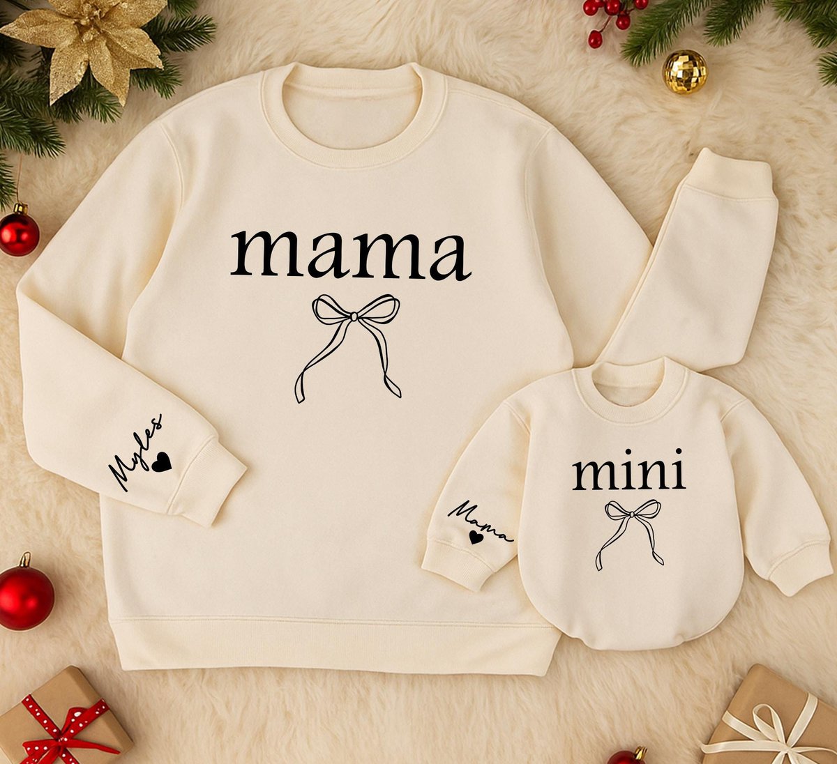 Matching Mama and Mini Sweatshirts Mama Bow Sweatshirt Mother Daughter Shirts Best Gifts for Mom Mat 436