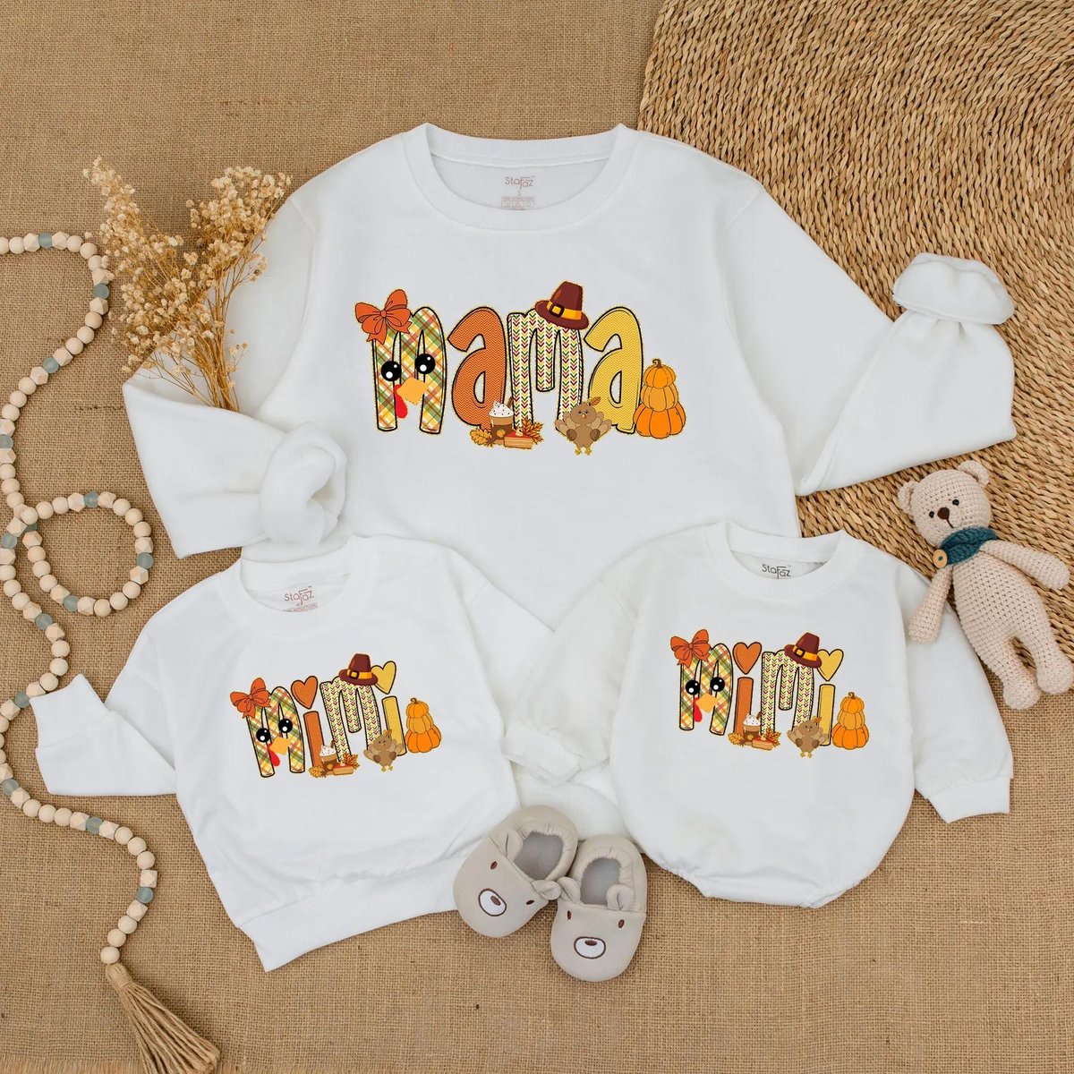 Matching Mama and Mini Turkey Sweatshirts Mommy and Me SweatersMom Baby Outfit Matching OutfitsKids