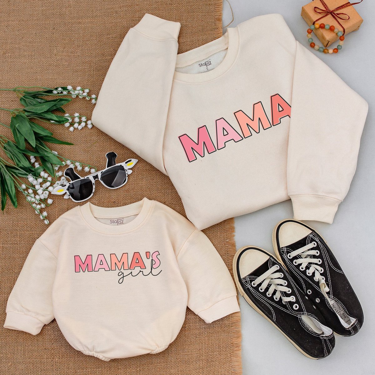 MATCHING MAMA MINI Sweatshirts Mother Daughter Baby Romper Gift for Mom Matching Mommy and Me Outfit 170