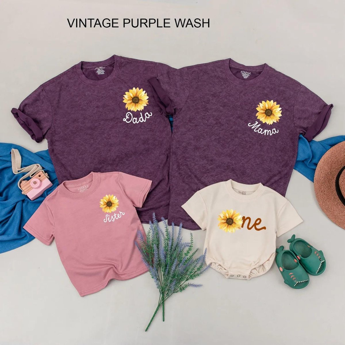 Matching Sunflower Family Shirts One Little Sunflower Romper 1st Birthday Outfit Personalized Flower 432