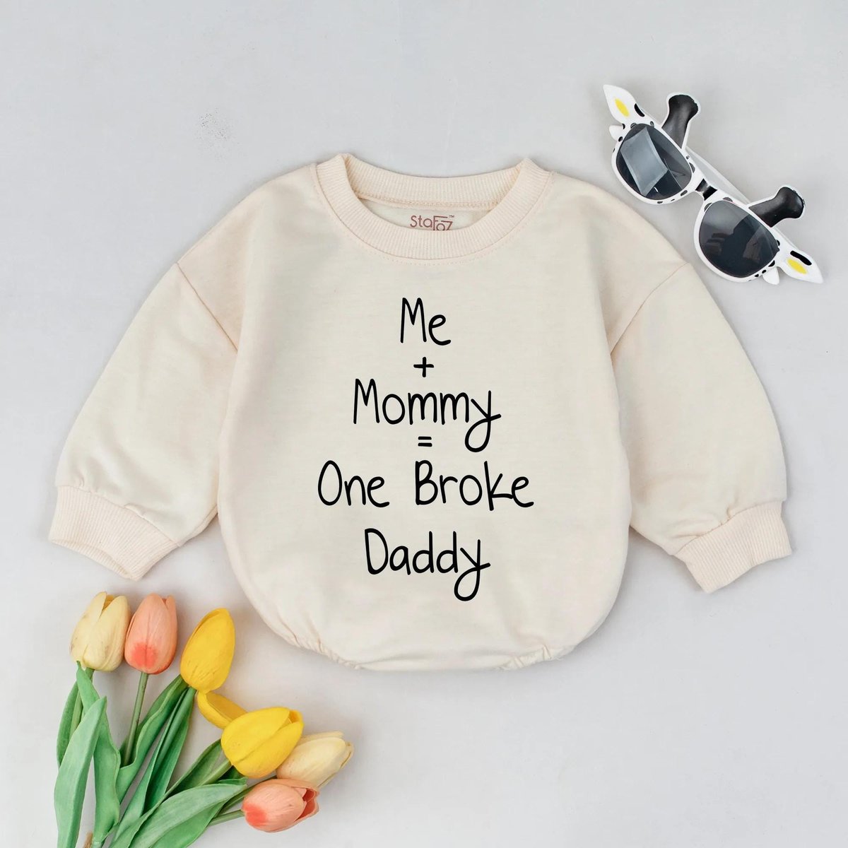 Me Mommy One Broke Daddy Bubble Romper Cute Infant Outfit Funny Gifts for New Parents Newborn Bodysu 435