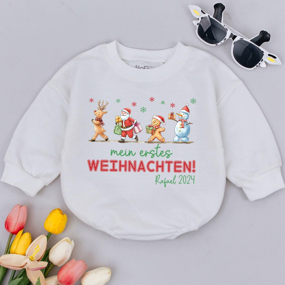 Mein Erstes Weihnachten Bubble Romper 1st Christmas Baby Holiday Outfit Baby Shower Funny Christmas 181