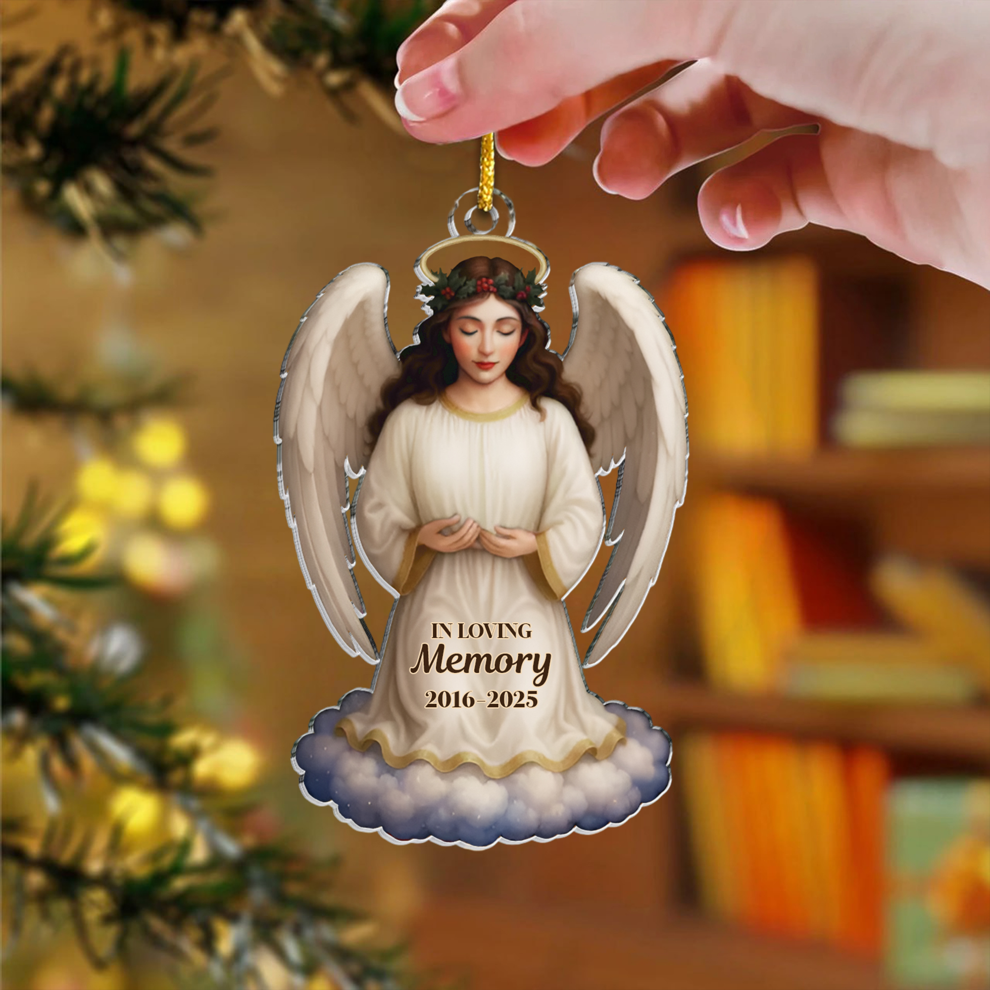 Personalized In Loving Memory Angel Ornament Custom Dates Keepsake Acrylic Christmas Bereavement Gift-ASO-WOJLS