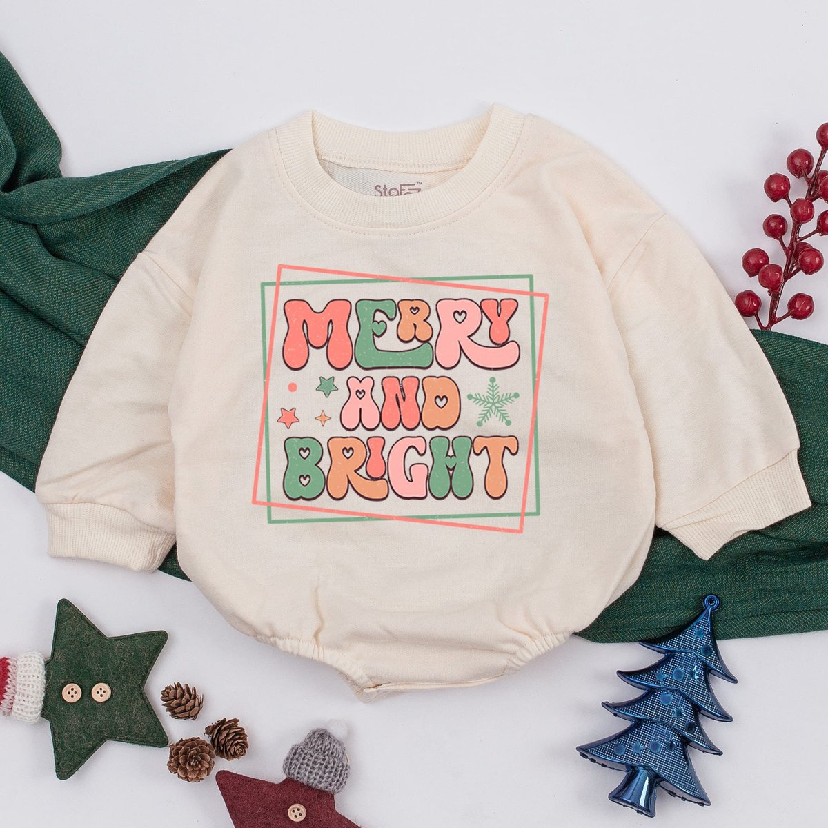Merry And Bright Christmas Baby Outfit Christmas Toddler Sweatshirt Christmas Newborn Baby Clothes B 159