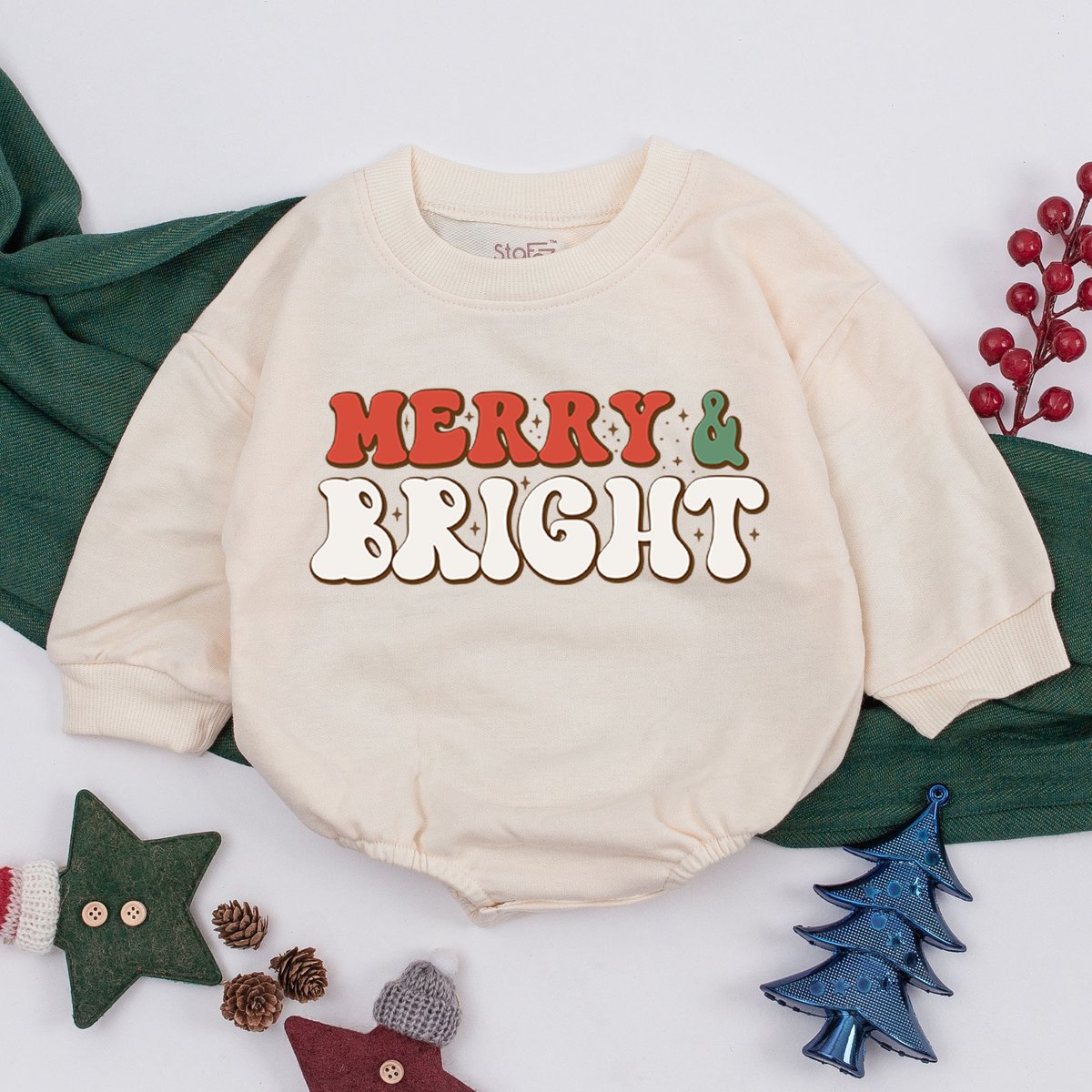 Merry Bright Baby Romper 1st Christmas Baby Outfit Infant Clothes Toddler Sweater Romper Baby Announ 158
