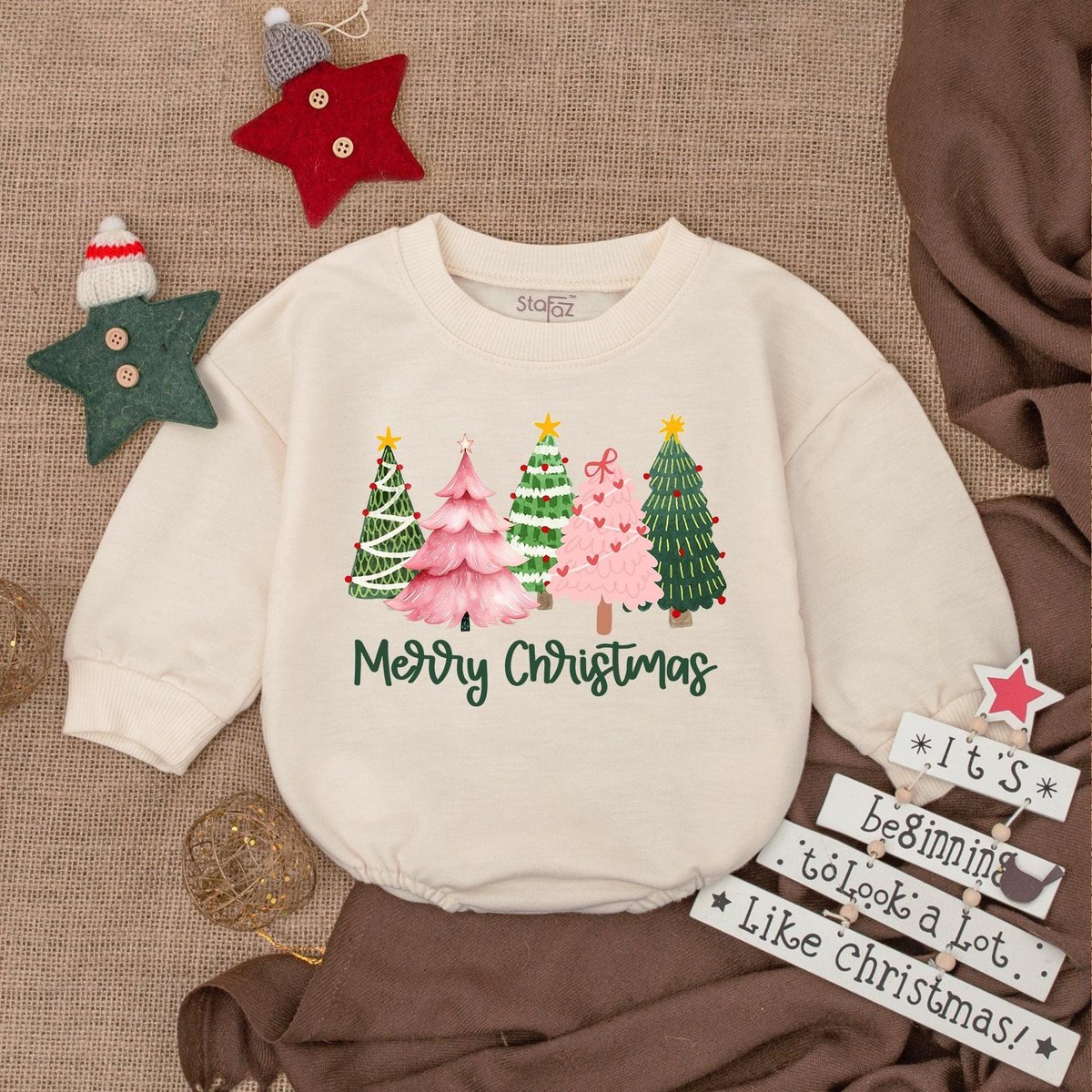 Merry Christmas Baby Bubble Romper Girl Christmas Sweatshirt Bubble Romper Christmas Bodysuit Newbor
