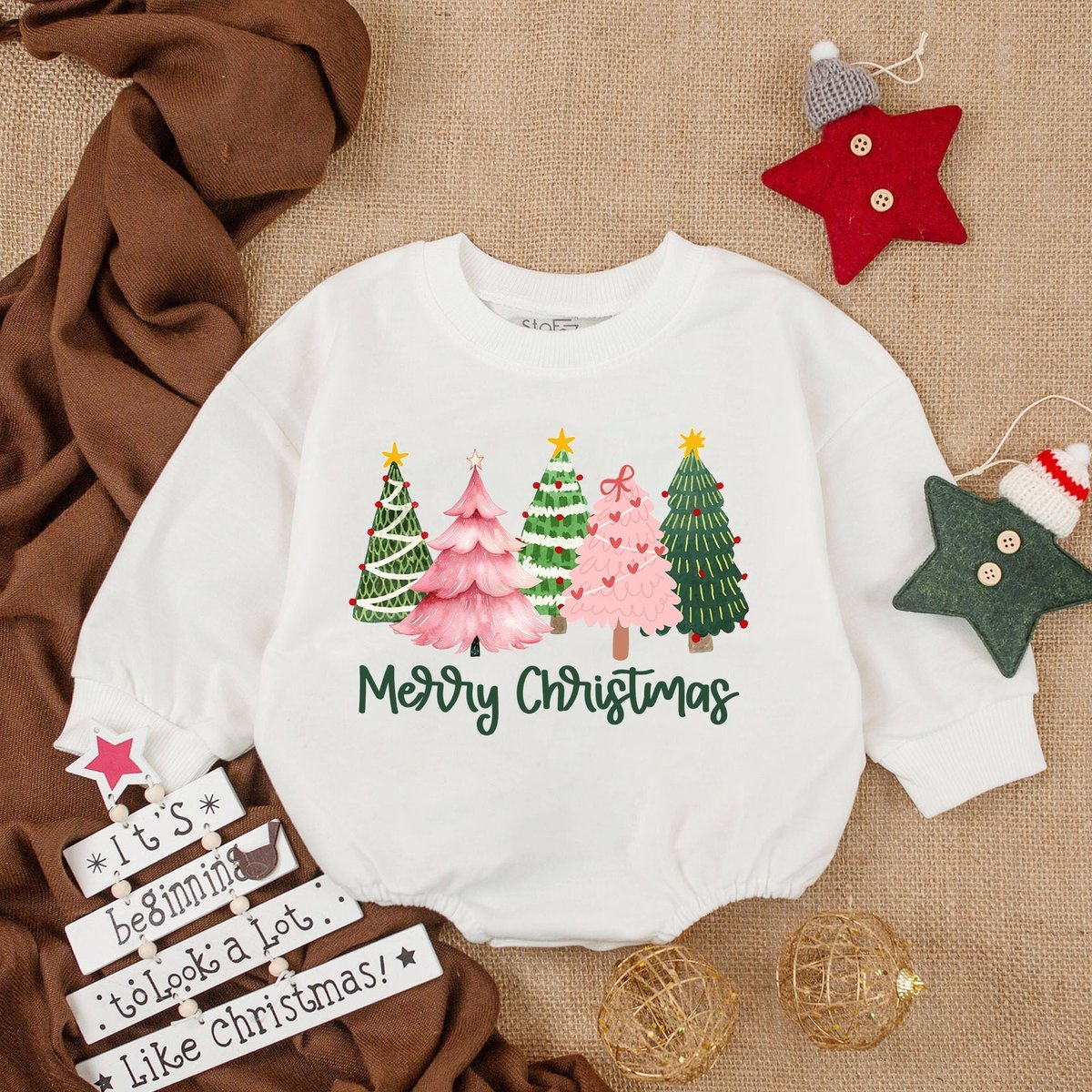 Merry Christmas Baby Romper Baby Cozy Clothes Christmas Bodysuit Baby Outfit Long Sleeve Bodysuit Fi