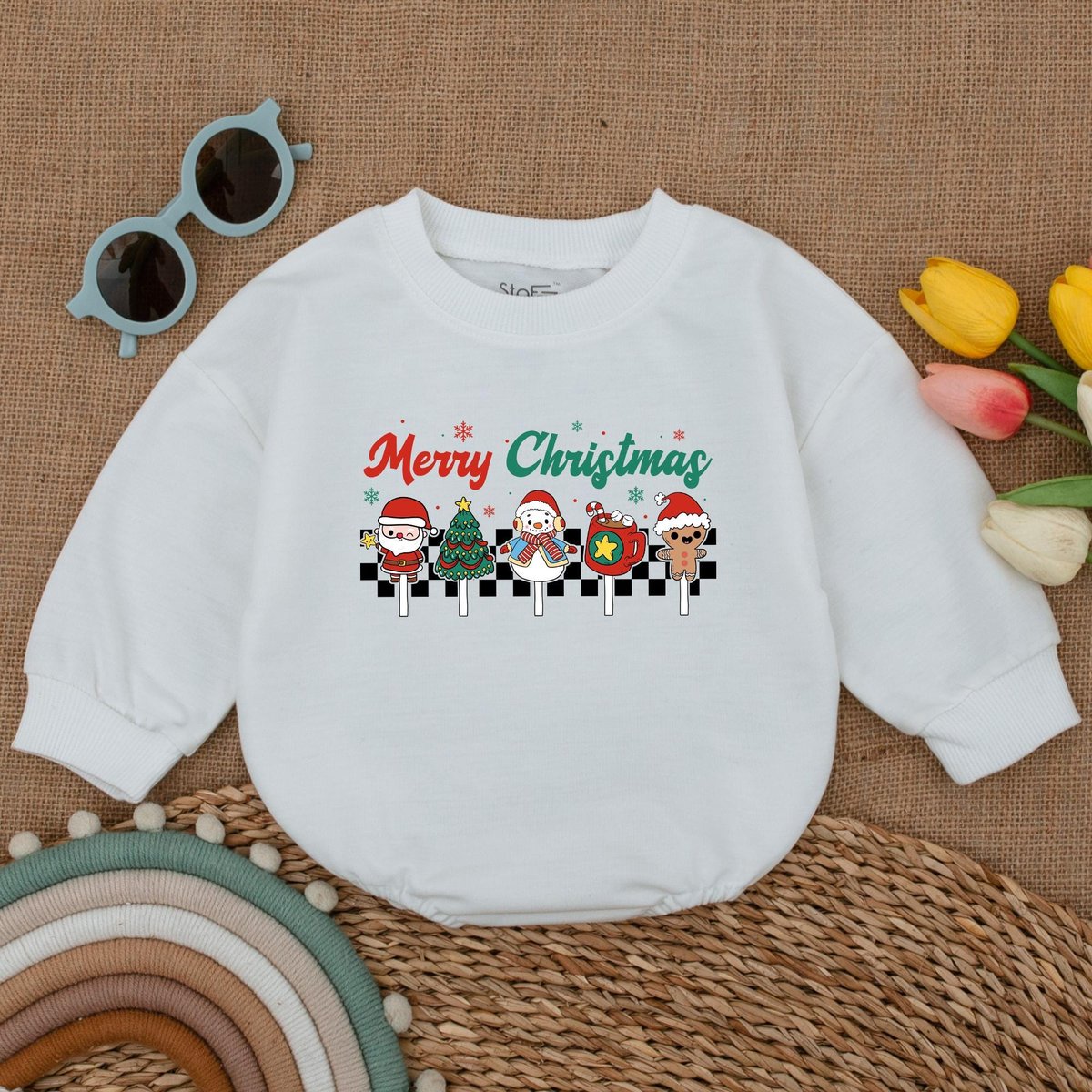 Merry Christmas Baby Romper Cute Christmas Bodysuit Baby Christmas Outfit First Christmas Outfit Xma 180