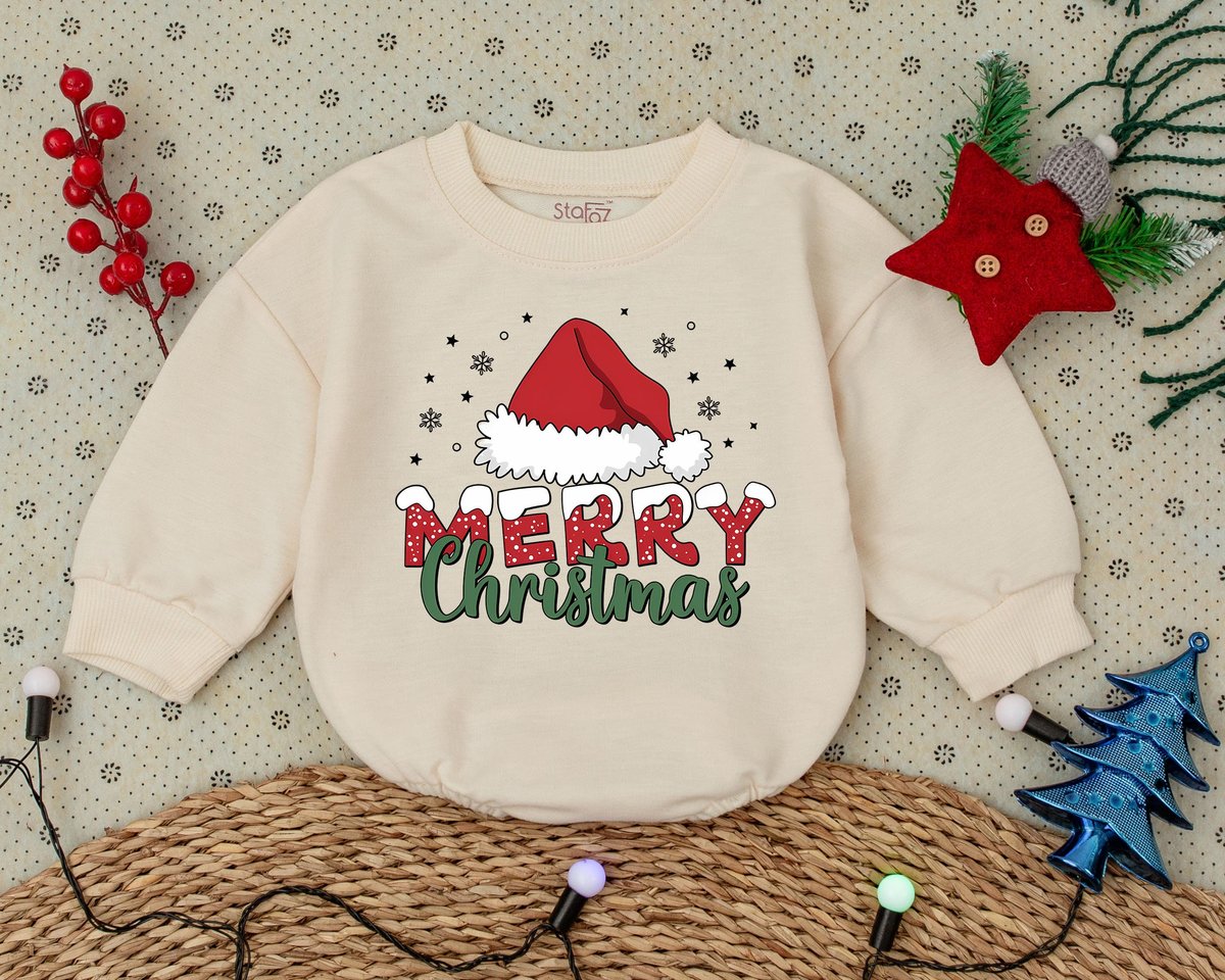 Merry Christmas Romper Vintage Christmas Outfit First Christmas Clothes Toddler Sweatshirt Baby Show