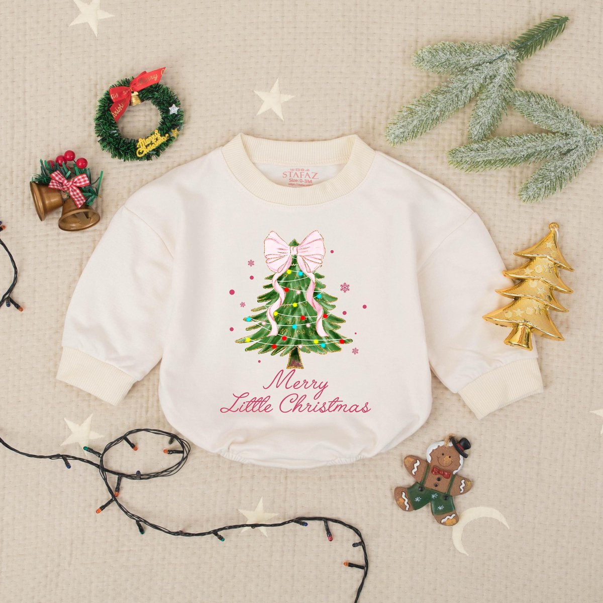 Merry Little Christmas Babysuit Christmas Tree Baby Romper Cute Holiday Infant Outfit Newborn Xmas B