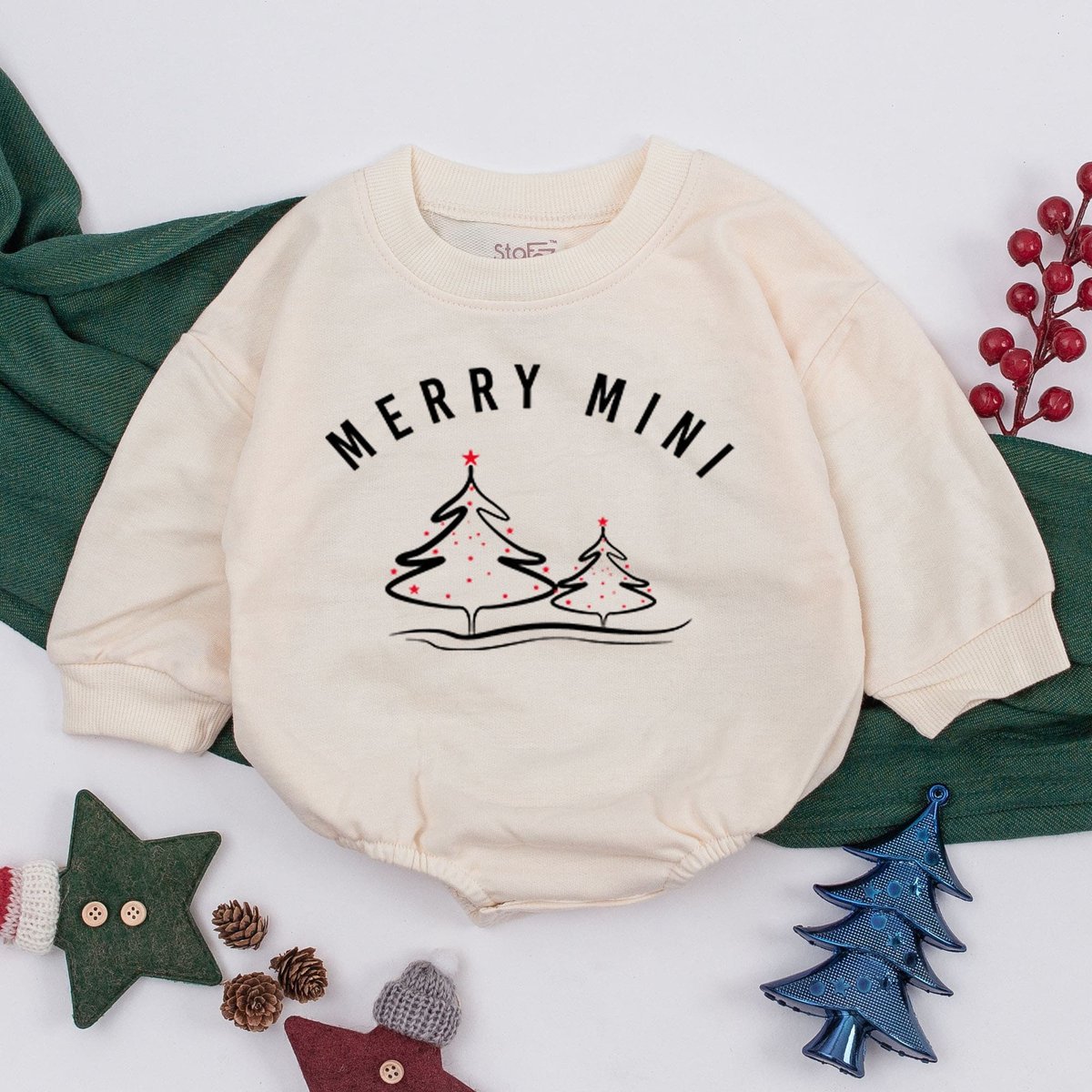 Merry Mini Baby Romper Baby Bubble Romper Christmas Christmas Sweatshirt Christmas Outfit Baby Girl 160