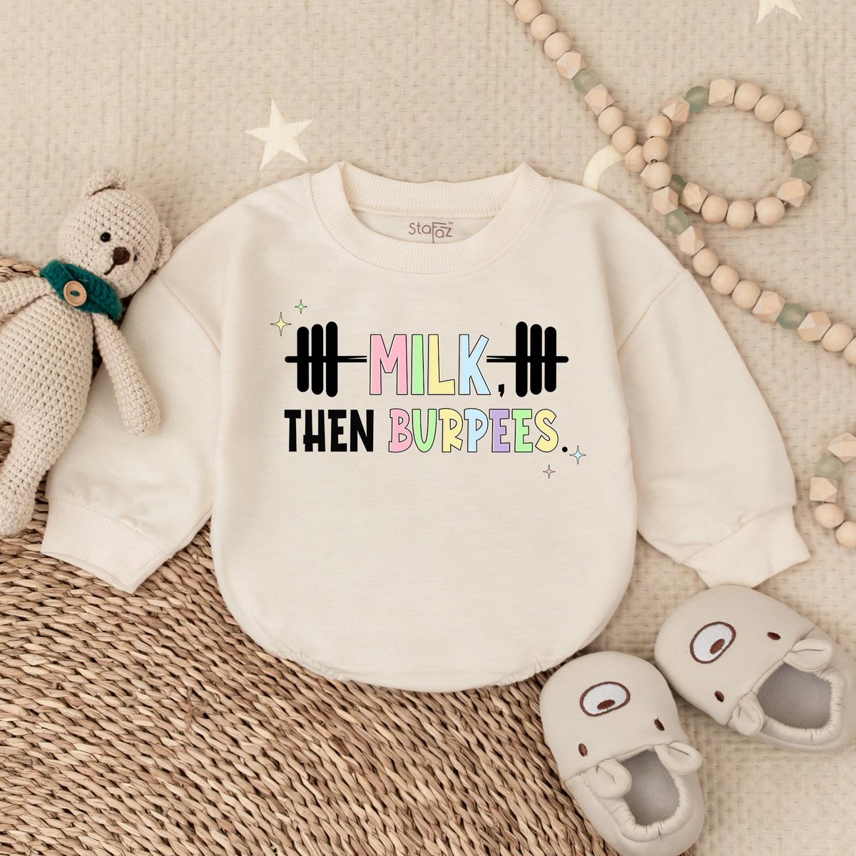 Milk Then Burpees Baby Romper Funny Newborn Baby Short Sleeve Bubble Romper Cute Gym Baby Outfit Wor 435