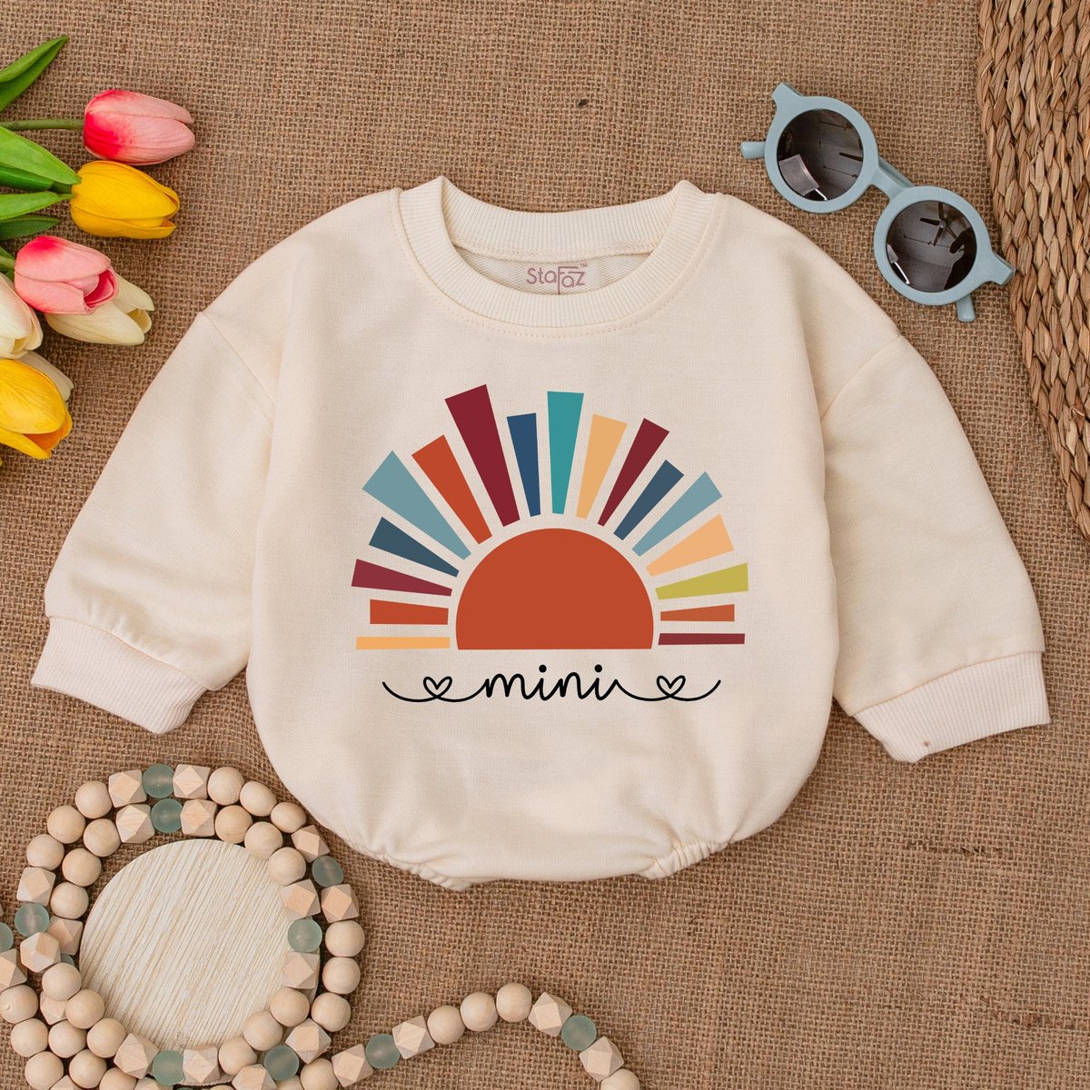 Mini Sunshine Romper Little Sunshine Baby Bodysuit Boho Sun Minimalist Baby Clothes Bubble Romper Ba 172