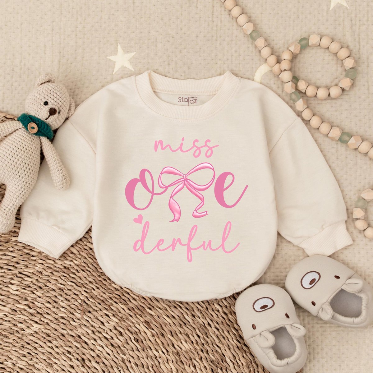 Miss One derful Pink With Bow Bubble Romper First Birthday Shirt 1st Birthday Party Pink One birthda