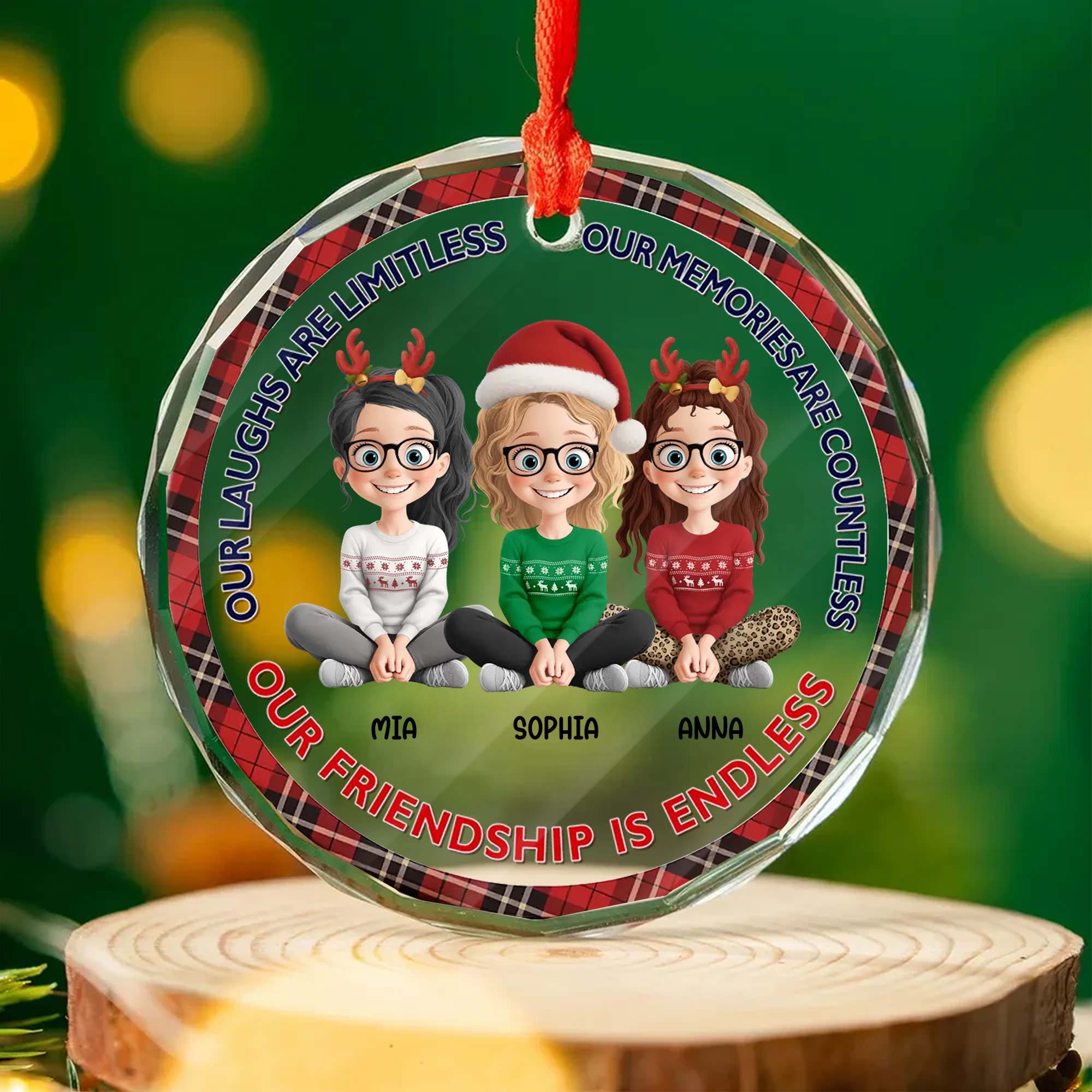 Personalized Friends Christmas Ornament  Custom Acrylic Keepsake Gift for Besties-GLO-QCR83