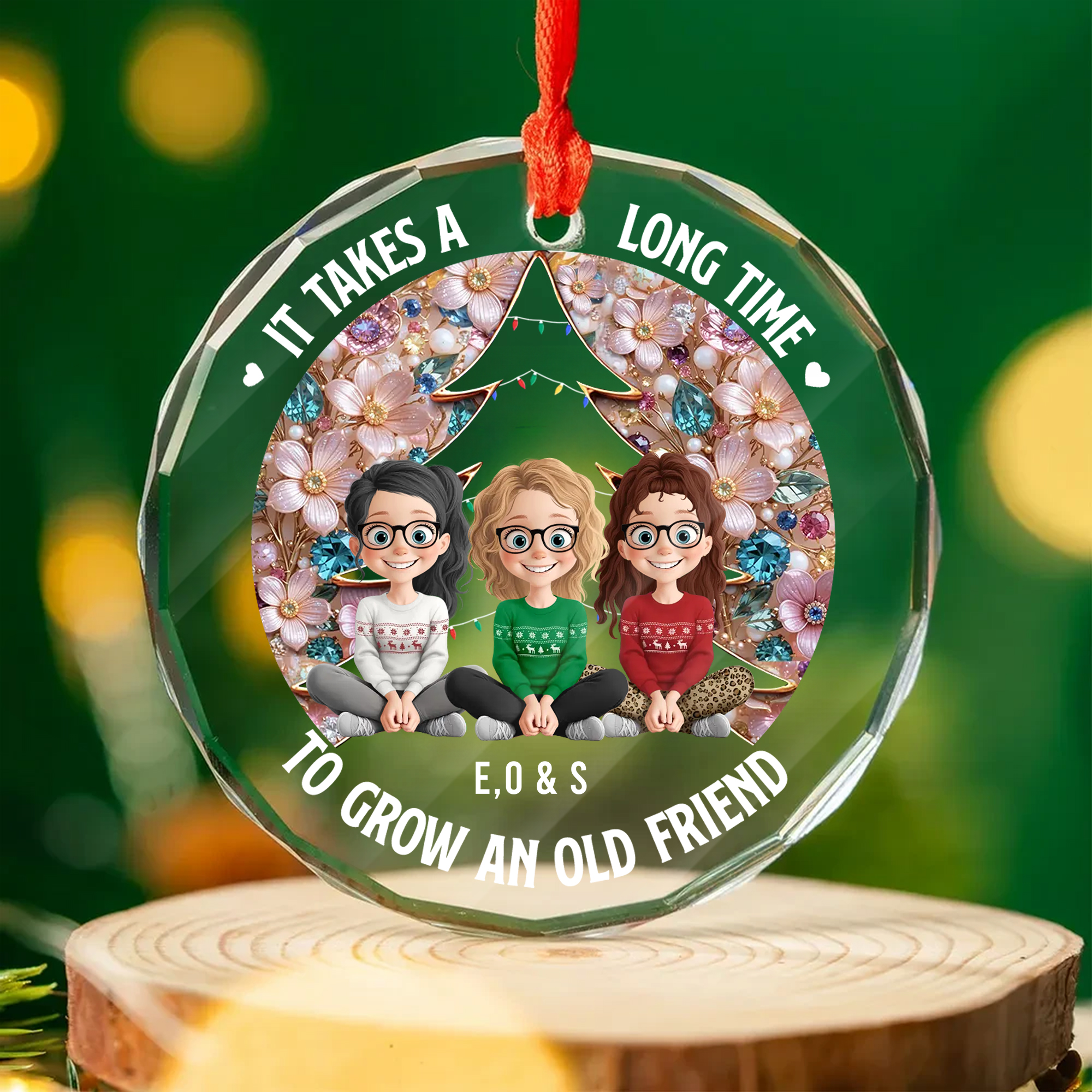 Personalized Old Friends Christmas Ornament  Custom Acrylic Keepsake Gift for Besties-GLO-ECVZG