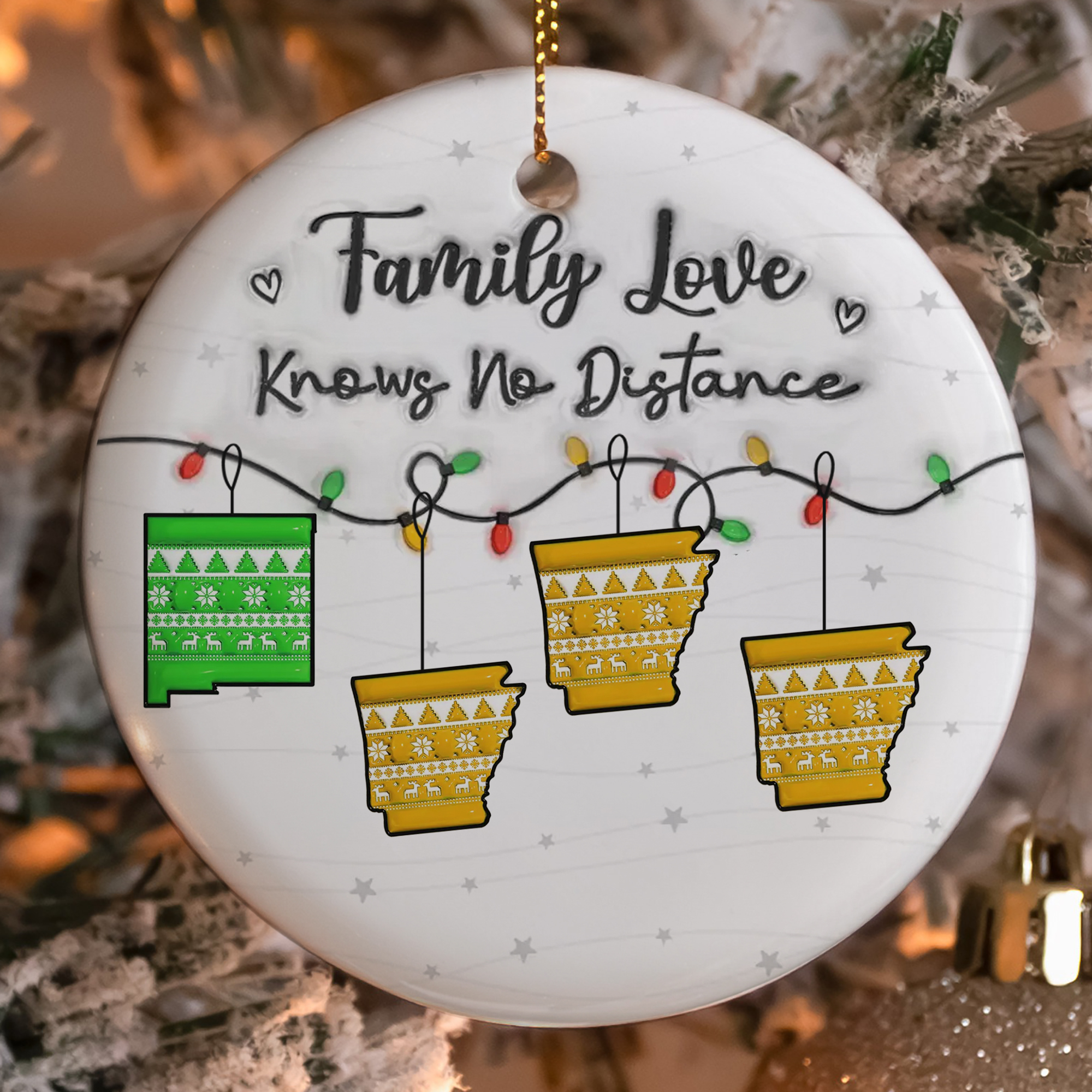 Personalized Long Distance Family Ornament  Ceramic Arkansas Map Design  Christmas Gift for Loved Ones 2025-COR-TM94I