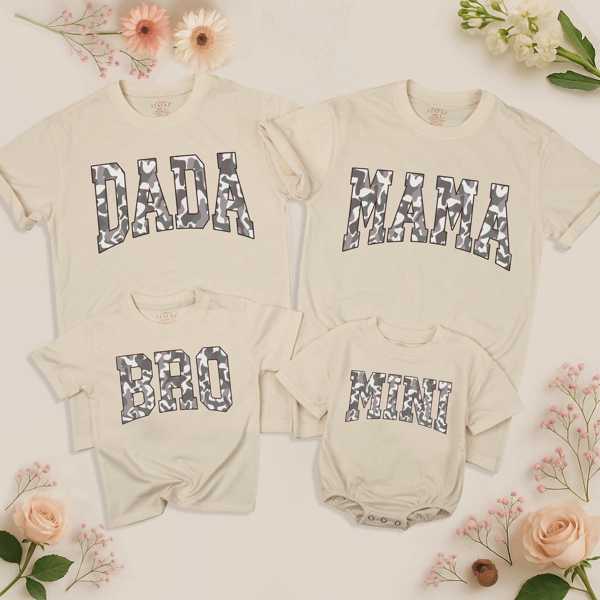 Mom Dad Mini Shirts Matching Family Custom Mama Dad and baby T Shirts Christmas Gift Camouflage Fami 435